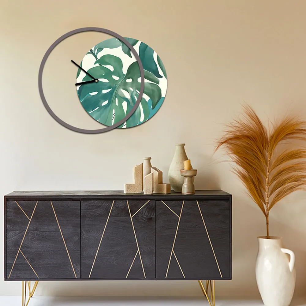 Viadurini Decor Wanduhren-Uhr mit hölzerner und bedruckter Platte, hergestellt in Italien – Malawi