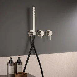 Viadurini Taps Badewannearmaturen-Unterputz-Wannenmischer mit 3 Ausgängen aus AISI 316L-Stahl - Artigli