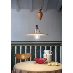 Ferroluce Pendelleuchten Vintage-Up and Down Pendelleuchte aus Eisen und handgearbeiteter roher Keramik - Bologna