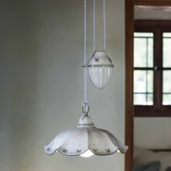 Ferroluce Pendelleuchten Vintage-Ups and Down Hängelampe aus handverzierter gewellter Keramik - Belluno