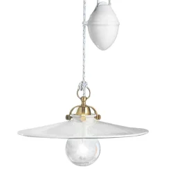 Ferroluce Pendelleuchten Vintage-Ups and Down Pendelleuchte aus Eisen und glänzender Keramik 2 Größen - Asti