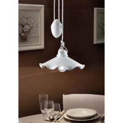 Ferroluce Pendelleuchten Vintage-Ups and Down Pendelleuchte aus gewellter glänzender Keramik - Belluno