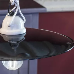 Ferroluce Pendelleuchten Vintage-Ups and downs Pendelleuchte aus weißer Keramik und schwarzem Metall - Power