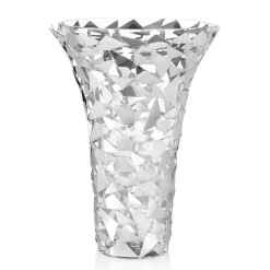 Viadurini Decor Deko Vasen-Vase aus Glas und silbernem Metall mit luxuriöser geometrischer Dekoration - Chirico