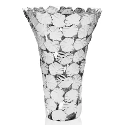Viadurini Decor Deko Vasen-Vase aus Glas und silbernem Metall mit luxuriöser geometrischer Dekoration - Chirico