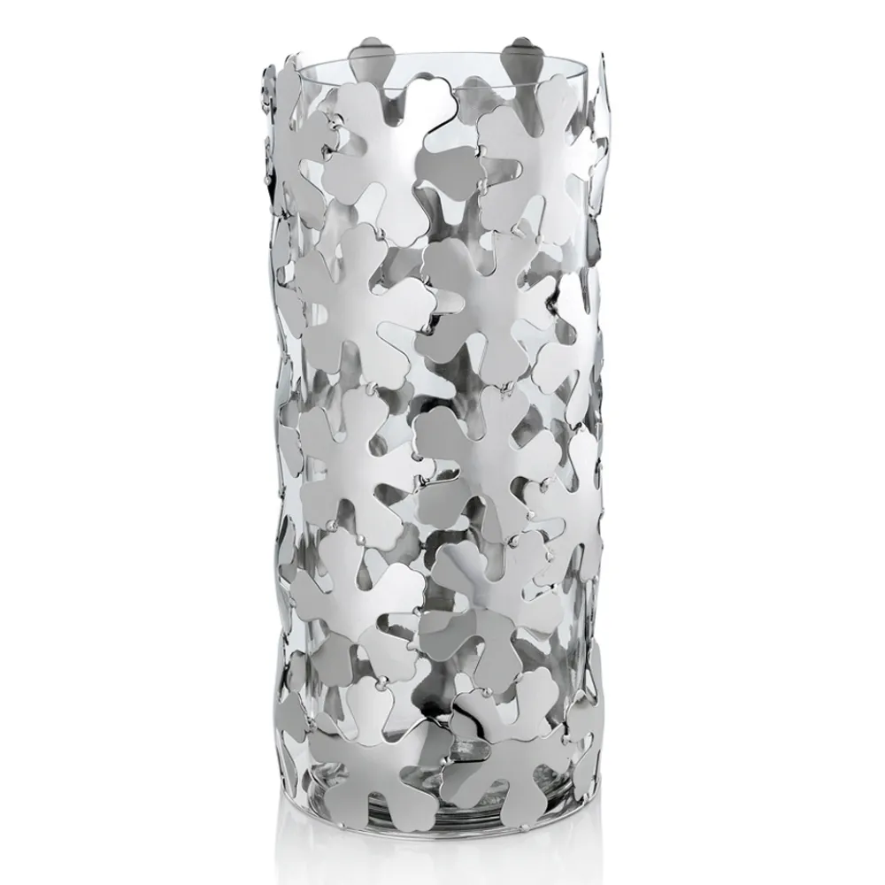 Viadurini Decor Deko Vasen-Vase aus silbernem Metall und Glas Elegantes zylindrisches Design mit Blumen - Megghy