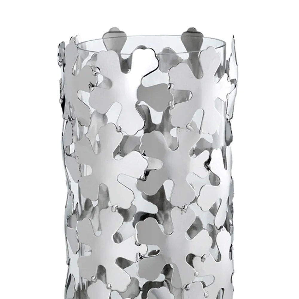 Viadurini Decor Deko Vasen-Vase aus silbernem Metall und Glas Elegantes zylindrisches Design mit Blumen - Megghy