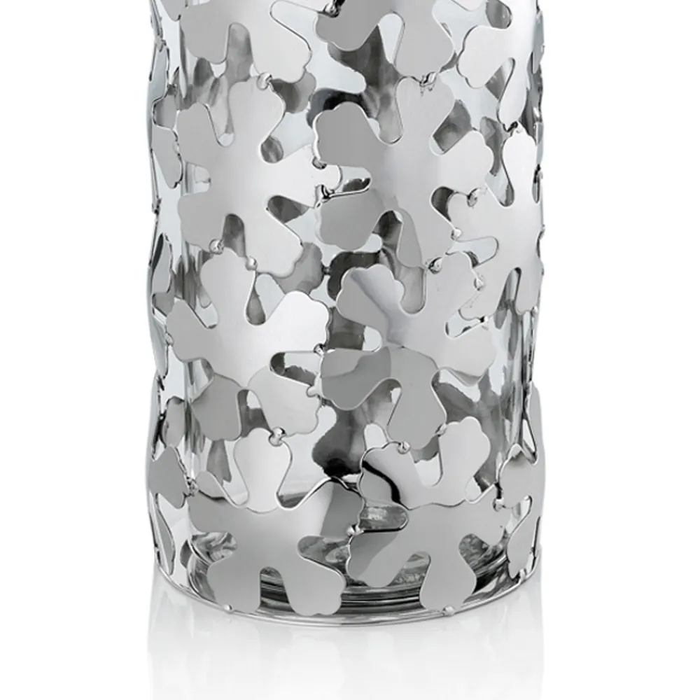Viadurini Decor Deko Vasen-Vase aus silbernem Metall und Glas Elegantes zylindrisches Design mit Blumen - Megghy