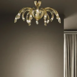 Viadurini Lighting Moderne Deckenleuchten-Venezianische Deckenlampe aus Glas und Metall, handgefertigt in Italien - Jason