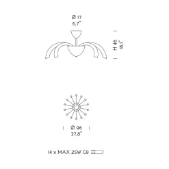 Viadurini Lighting Moderne Deckenleuchten-Venezianische Deckenlampe aus Glas und Metall, handgefertigt in Italien - Jason