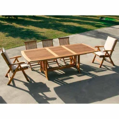 Viadurini in the Garden Gartentische Aus Teakholz|Ausziehbare Gartentische-Verlängerbarer Gartentisch in Teak Amalfi