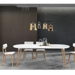 Viadurini Living Ausziehbare Esstische-Verlängerbarer Holztisch mit matt weißer Tischplatte Ian