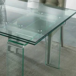 Viadurini Living Ausziehbare Esstische-Verlängerbarer Tisch aus Glas durchsichtig in modernem Design Atlanta