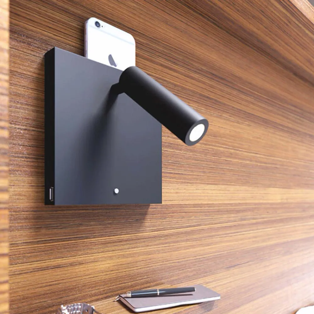 Viadurini Lighting Moderne Wandleuchten-Verstellbare LED-Wandleuchte aus Aluminium mit USB-Anschlüssen - Paola