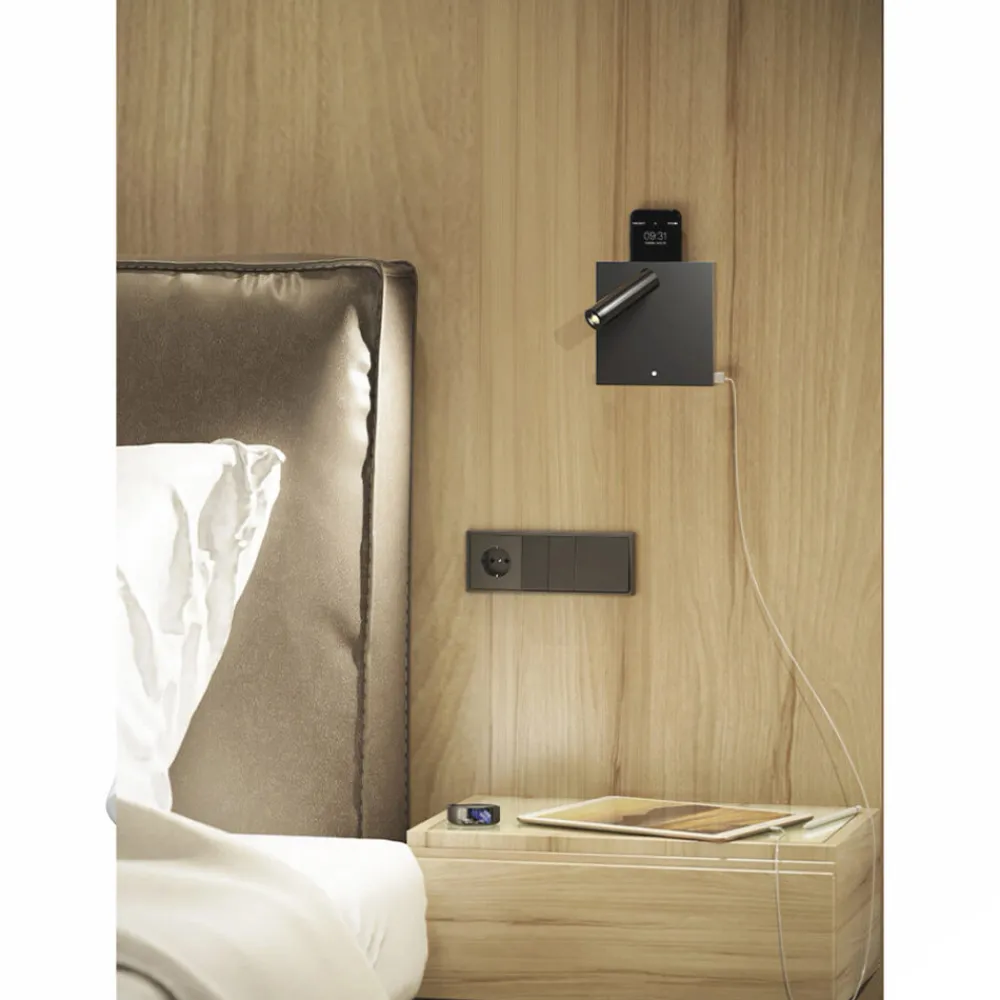 Viadurini Lighting Moderne Wandleuchten-Verstellbare LED-Wandleuchte aus Aluminium mit USB-Anschlüssen - Paola