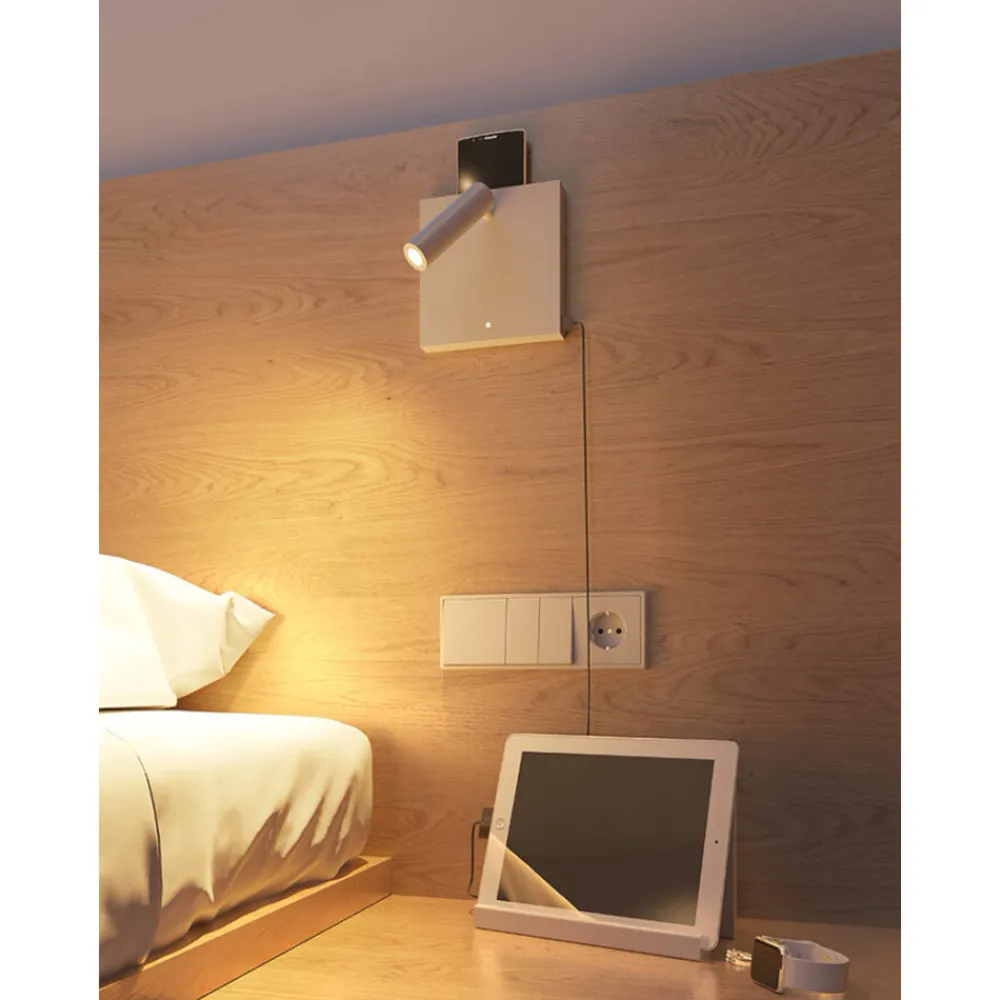 Viadurini Lighting Moderne Wandleuchten-Verstellbare LED-Wandleuchte aus Aluminium mit USB-Anschlüssen - Paola