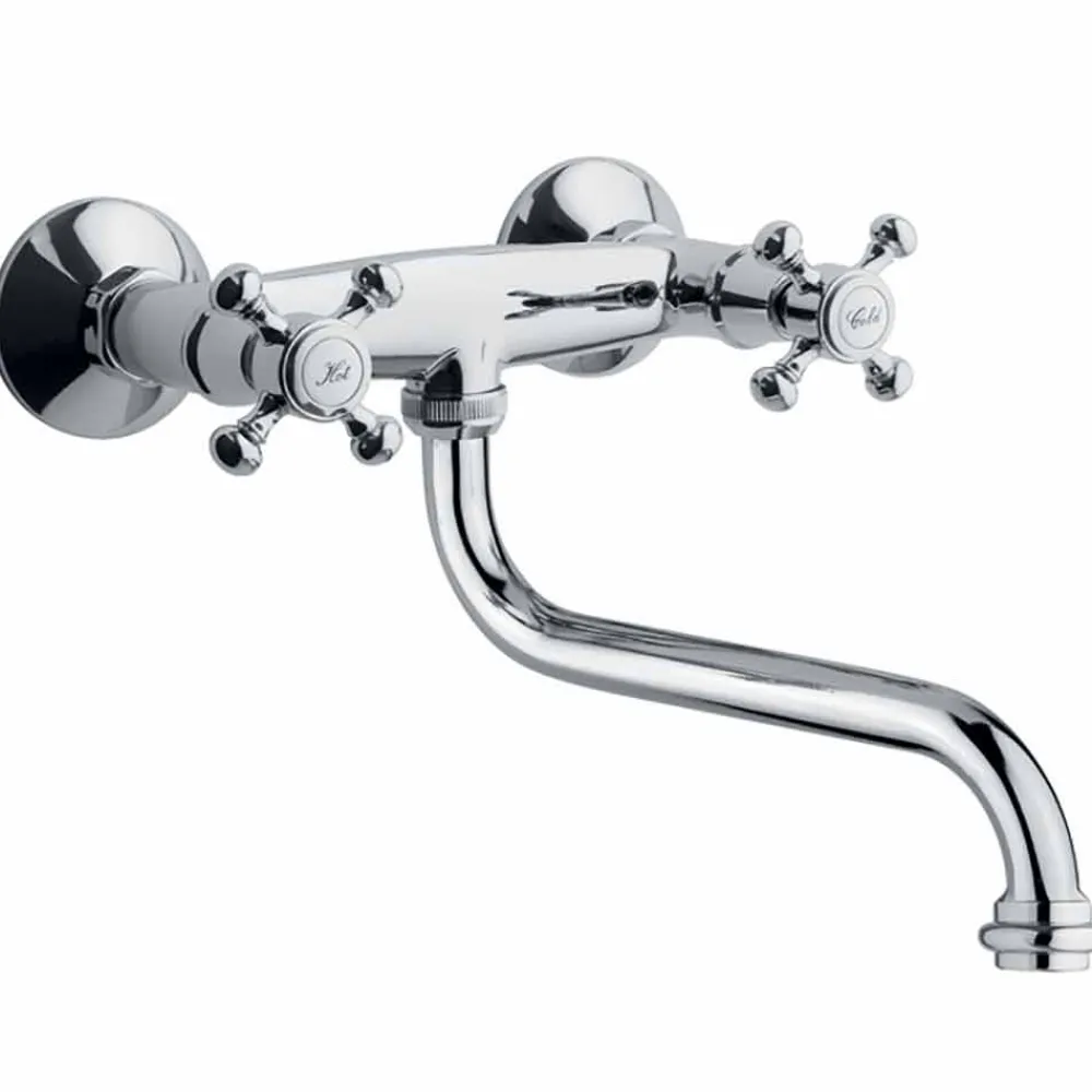 Viadurini Taps Küchenarmaturen-Verstellbare Messingwand Küchenwaschbecken Gruppe Made in Italy - Colmo