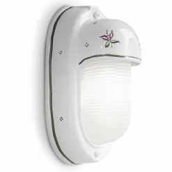 Ferroluce Garten-Wandlampen-Vertikale Außenwandleuchte aus handgemalten Blumen aus Keramik - Brindisi