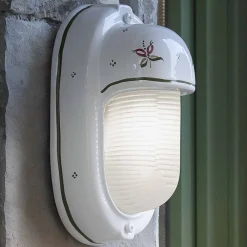 Ferroluce Garten-Wandlampen-Vertikale Außenwandleuchte aus handgemalten Blumen aus Keramik - Brindisi