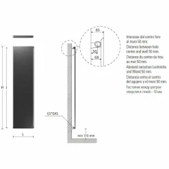 Viadurini Radiators Heizkörper Hydraulisch-Vertikaler Kühler aus schiefergrauem Stahl bis 626 W - Eis