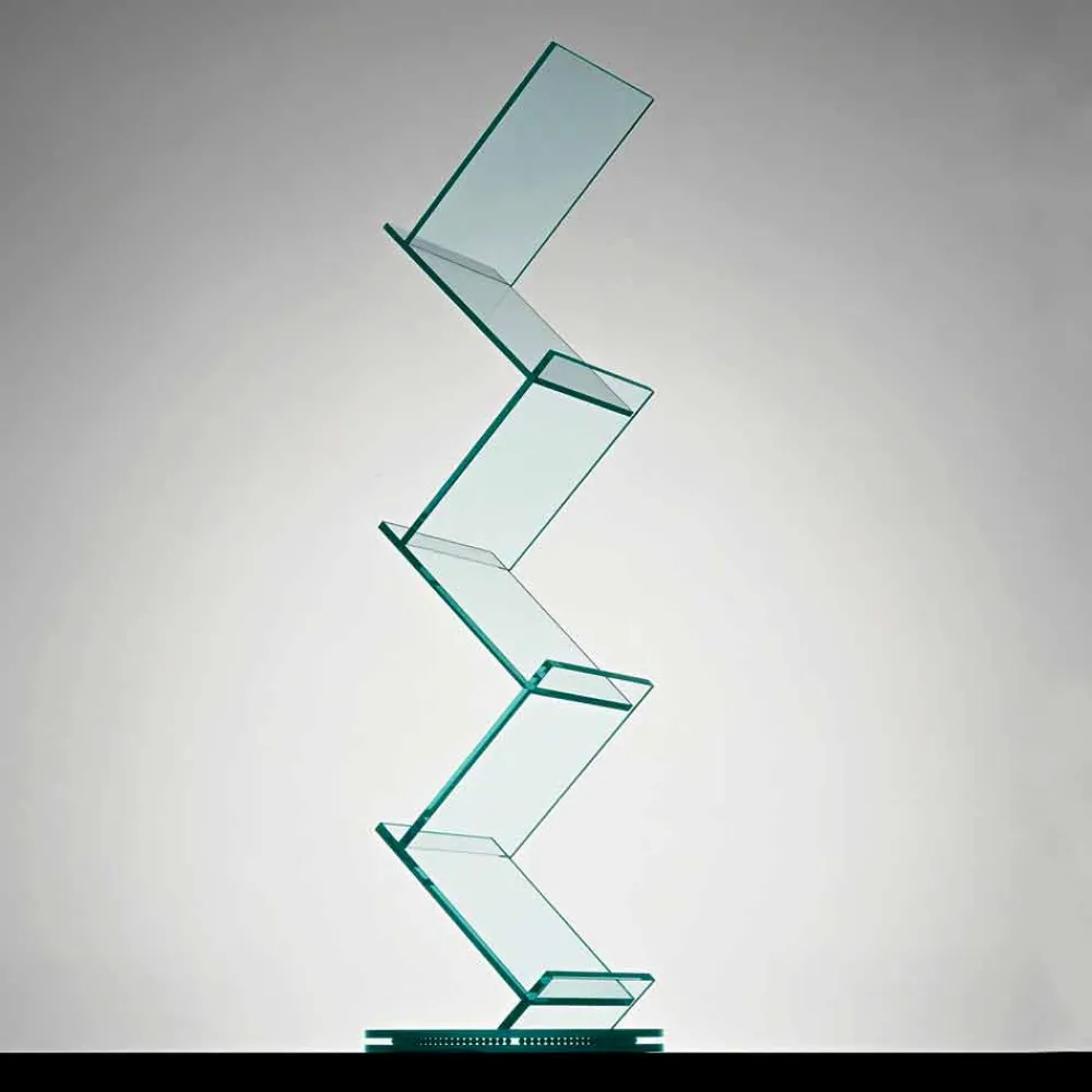 Viadurini Living Moderne Design Bücherregale-Vertikales Bücherregal aus transparentem Glas für freistehendes Wohnzimmer - Brugo