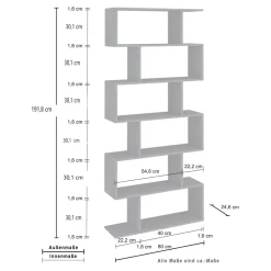 Viadurini Design Moderne Design Bücherregale-Vertikales Design-Wand-Bücherregal Wohnzimmer aus Holz 3 Ausführungen - Minetta