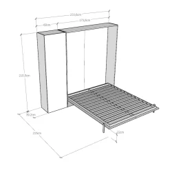 Viadurini Night Design Klappbett-Vertikales Klappbett für Doppelbett mit Säule - Magiccompare