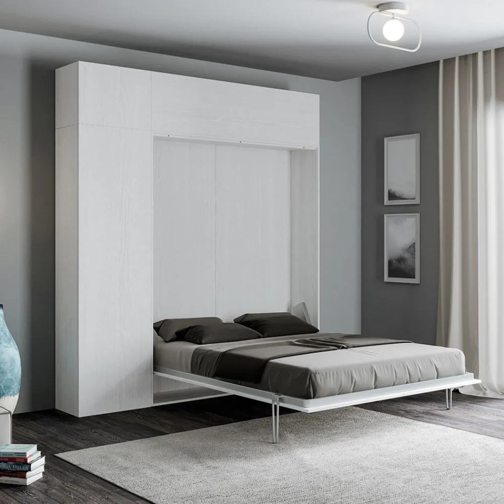 Viadurini Night Design Klappbett-Vertikales Klappbett mit Oberschrank und Säule - Magiccompare