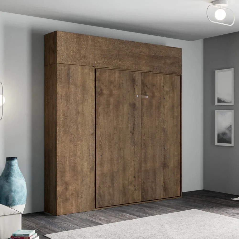 Viadurini Night Design Klappbett-Vertikales Klappbett mit Oberschrank und Säule - Magiccompare