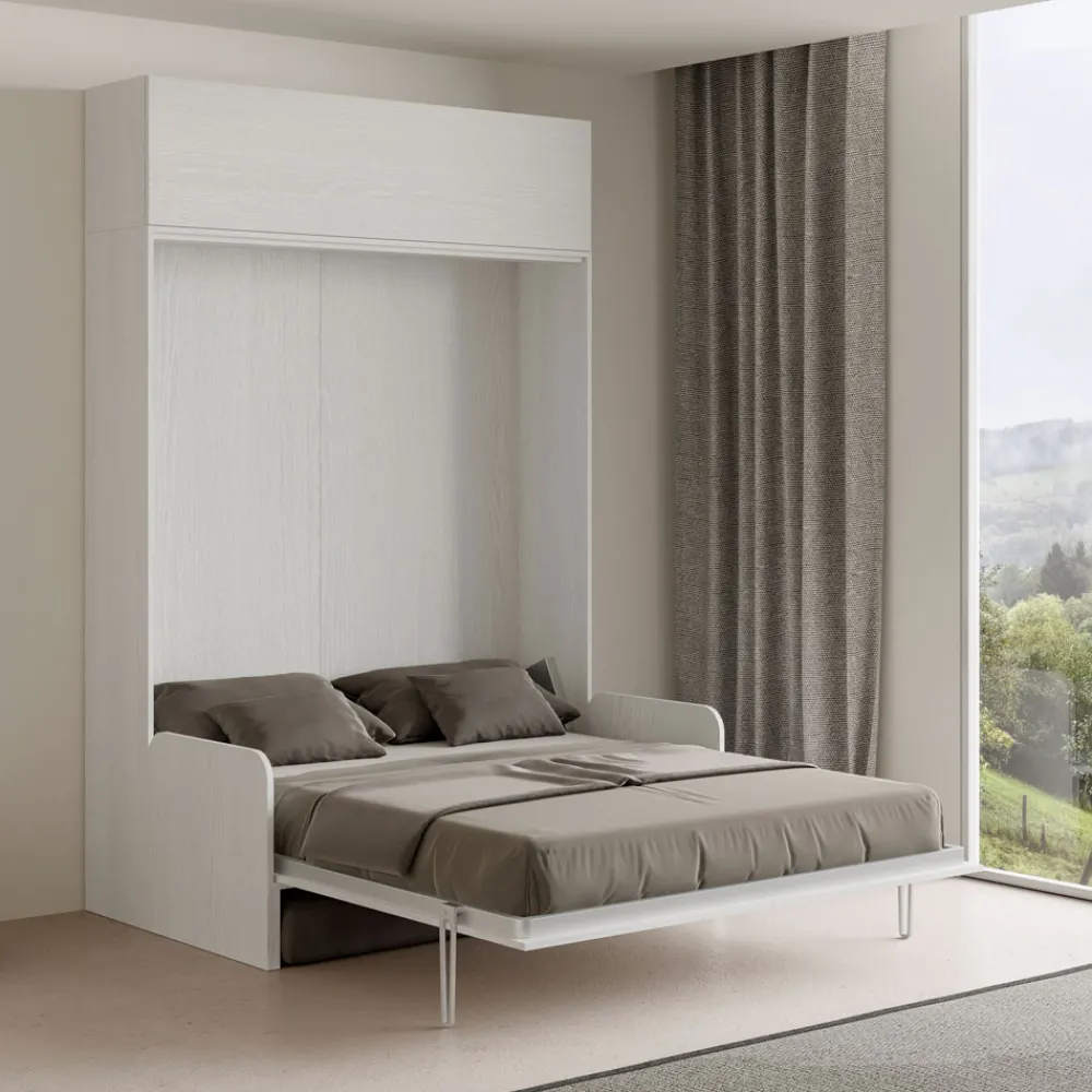 Viadurini Night Design Klappbett-Vertikales Klappdoppelbett mit Sofa und Wandeinheit - Magiccompare