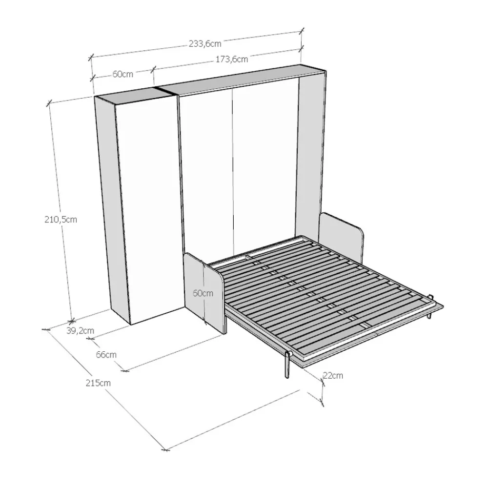 Viadurini Night Design Klappbett-Vertikales Klappdoppelbett mit Sofa und Säule - Magiccompare