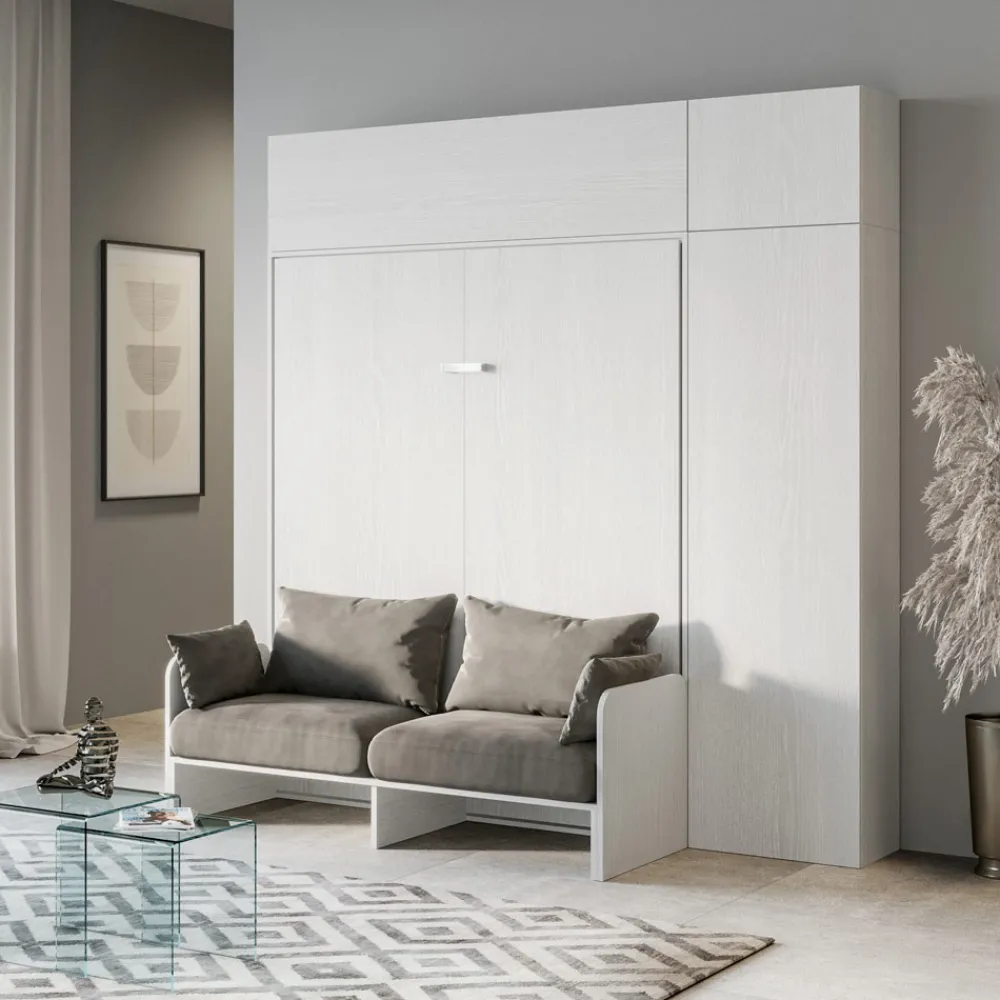 Viadurini Night Design Klappbett-Vertikales Schrankbett mit Sofa, Wandeinheit und Säule - Magiccompare