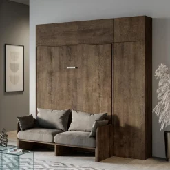 Viadurini Night Design Klappbett-Vertikales Schrankbett mit Sofa, Wandeinheit und Säule - Magiccompare