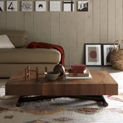 Viadurini Living Tisch Höhenverstellbar-Verwandelbarer Couchtisch aus Metall und Holz Tisch Made in Italy - Polaris