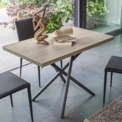 Viadurini Living Tisch Höhenverstellbar-Verwandelbarer Couchtisch mit Holzplatte und Metallgestell Made in Italy - Peach