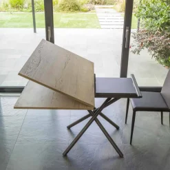 Viadurini Living Tisch Höhenverstellbar-Verwandelbarer Couchtisch mit Holzplatte und Metallgestell Made in Italy - Peach