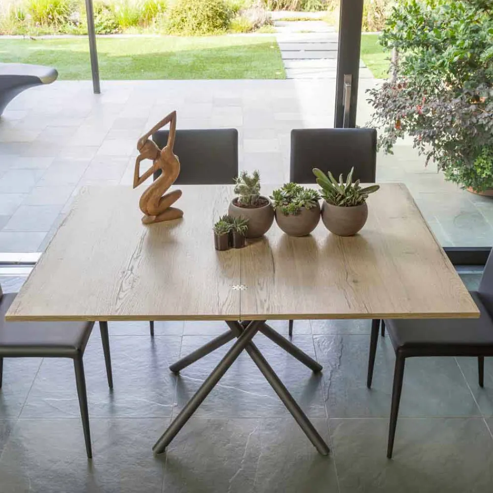 Viadurini Living Tisch Höhenverstellbar-Verwandelbarer Couchtisch mit Holzplatte und Metallgestell Made in Italy - Peach