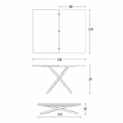 Viadurini Living Tisch Höhenverstellbar-Verwandelbarer Couchtisch mit Holzplatte und Metallgestell Made in Italy - Peach