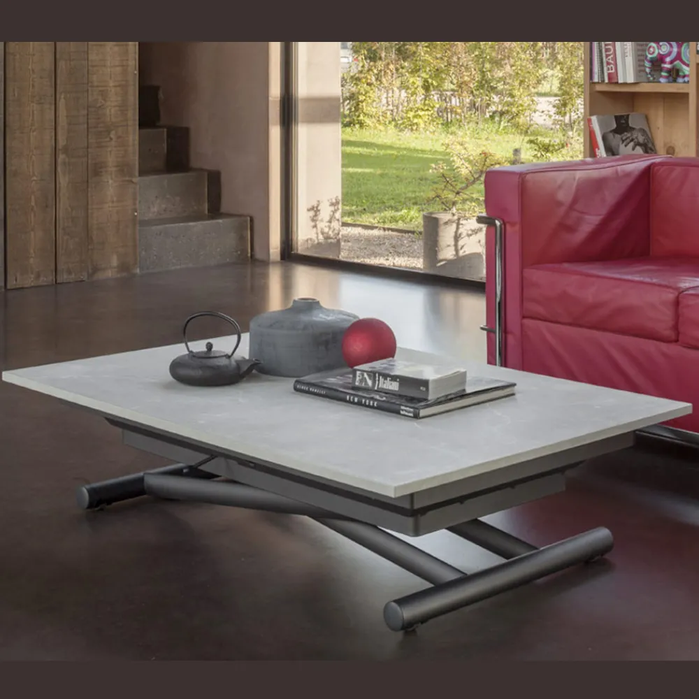 Viadurini Living Tisch Höhenverstellbar-Verwandelbarer Couchtisch mit verstellbarer Höhe bis zu 82 cm, hergestellt in Italien – Rad