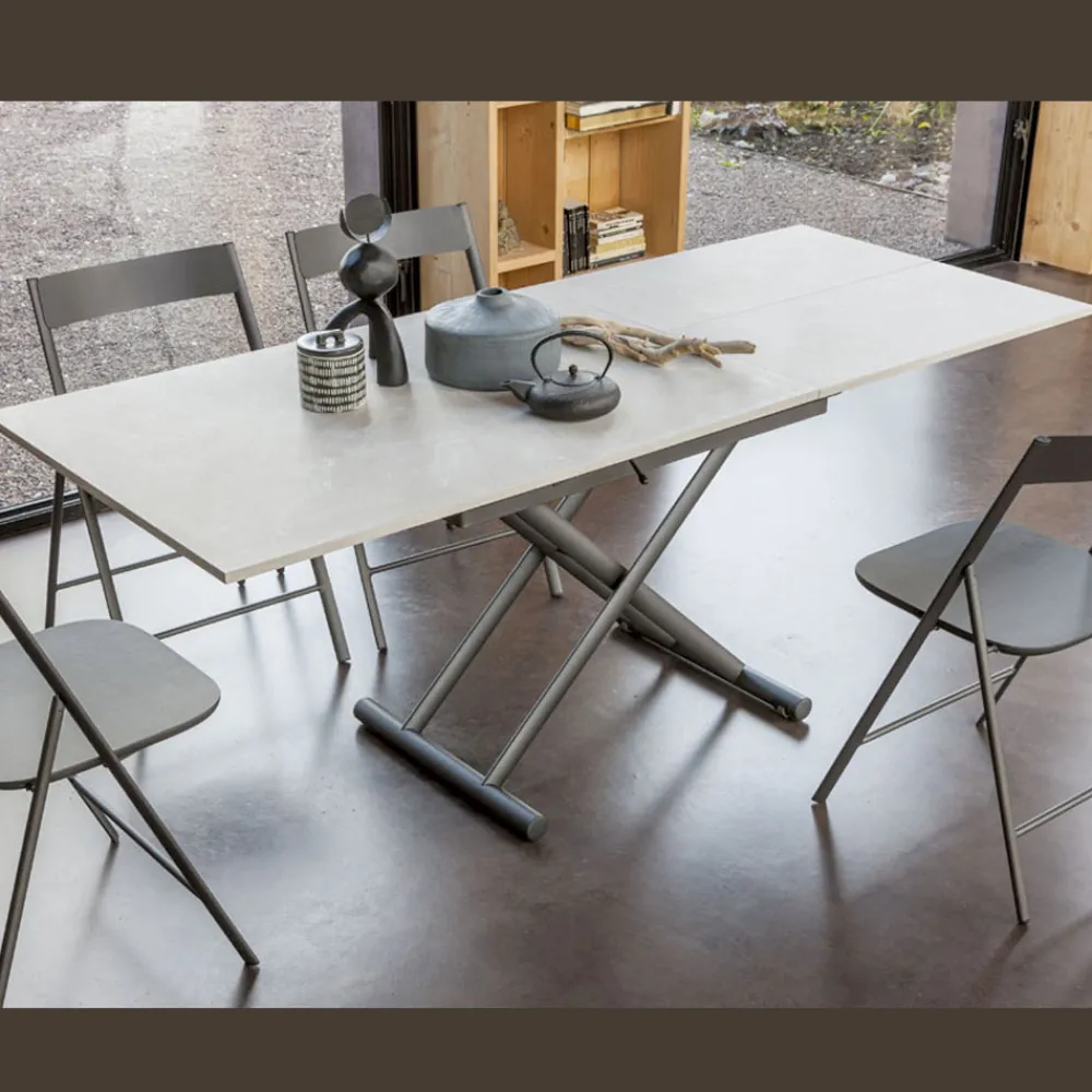 Viadurini Living Tisch Höhenverstellbar-Verwandelbarer Couchtisch mit verstellbarer Höhe bis zu 82 cm, hergestellt in Italien – Rad