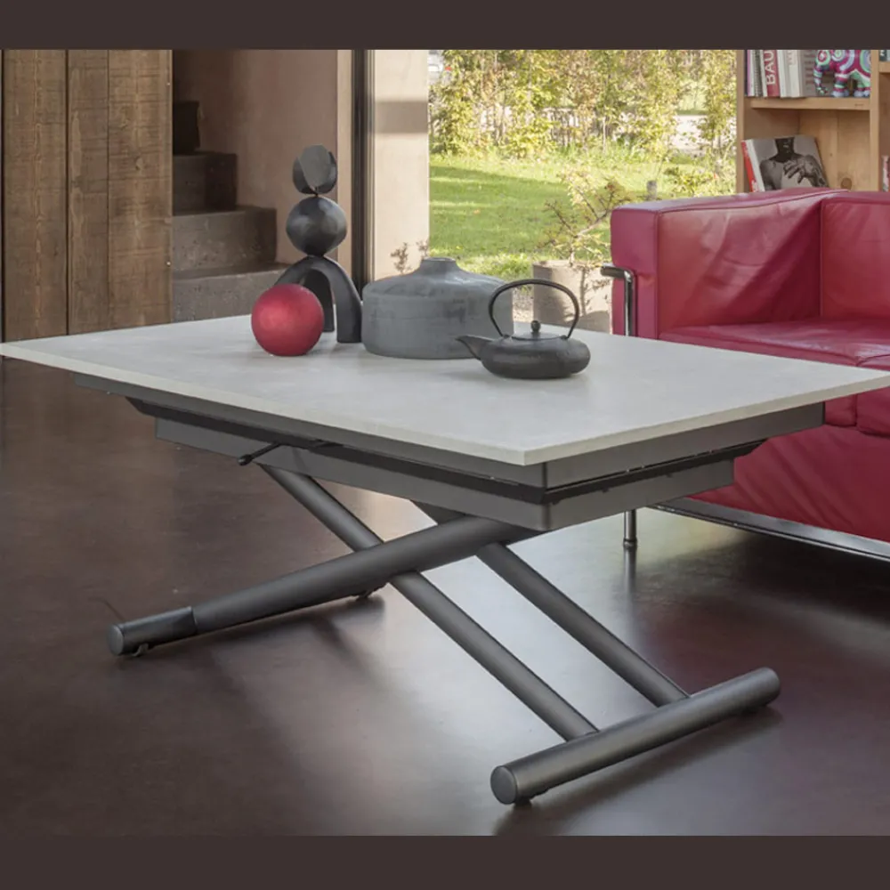 Viadurini Living Tisch Höhenverstellbar-Verwandelbarer Couchtisch mit verstellbarer Höhe bis zu 82 cm, hergestellt in Italien – Rad