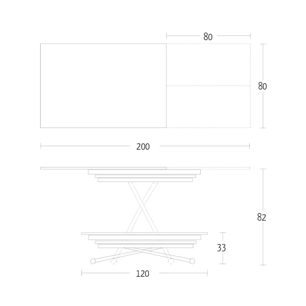Viadurini Living Tisch Höhenverstellbar-Verwandelbarer Couchtisch mit verstellbarer Höhe bis zu 82 cm, hergestellt in Italien – Rad