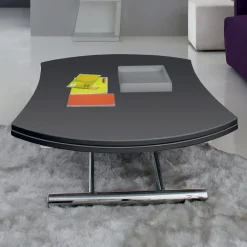 Viadurini Living Tisch Höhenverstellbar-Verwandelbarer Couchtisch aus rundem Esstisch aus Metall und Glas - Giordana