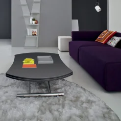 Viadurini Living Tisch Höhenverstellbar-Verwandelbarer Couchtisch aus rundem Esstisch aus Metall und Glas - Giordana