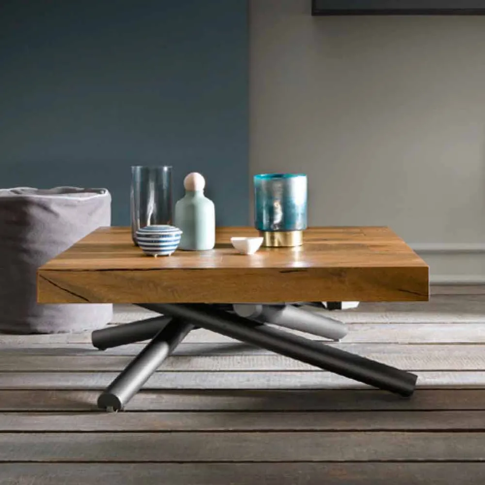 Viadurini Living Tisch Höhenverstellbar-Verwandelnder Couchtisch des Designs in Holz Made in Italy - Vincenzo