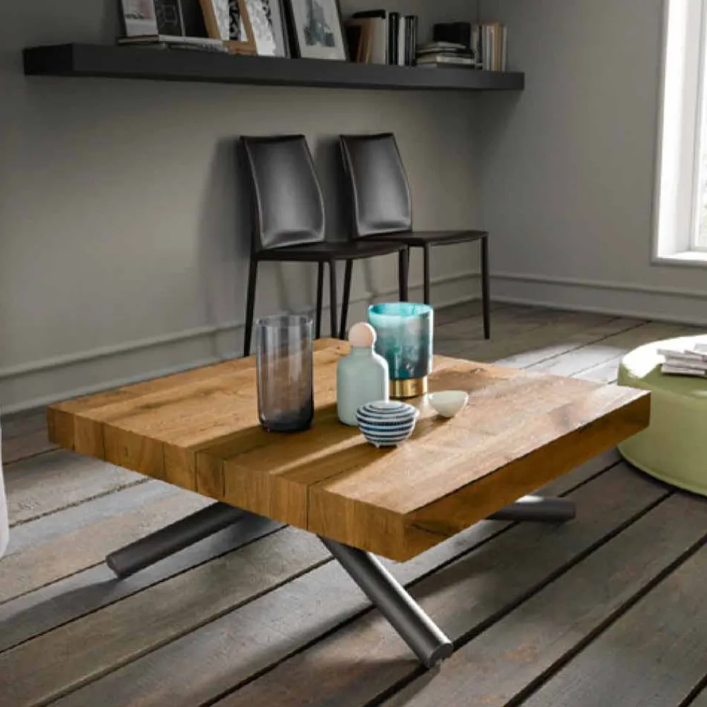 Viadurini Living Tisch Höhenverstellbar-Verwandelnder Couchtisch des Designs in Holz Made in Italy - Vincenzo