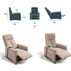 Stile Relax Aufstehsessel Und Massagesessel-Via Venezia motorisierter Liftsessel mit zwei Motoren, hergestellt in Italien