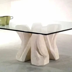 Viadurini Living Couchtische Aus Stein-Viereckiger Couchtisch aus Stein und Kristall in modernem Design Kos