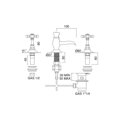 Viadurini Bathroom Bidetarmaturen-Vintage Bidetarmaturen aus Vintage Messing mit 3 Löchern Made in Italy - Elisea