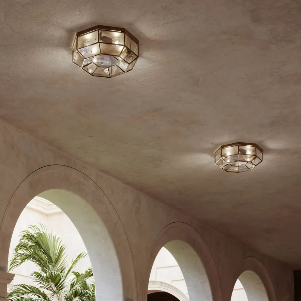 Il Fanale Vintage Deckenleuchten-Vintage Deckenlampe aus brüniertem Messing und Glas 2 Größen - Bound von